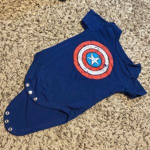 Marvel 6-9 months Captain America 3 button Onesie
